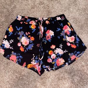 Floral black shorts